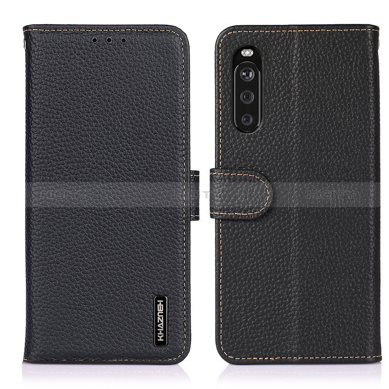 Funda de Cuero Cartera con Soporte Carcasa B01H para Sony Xperia 10 III SOG04 Negro