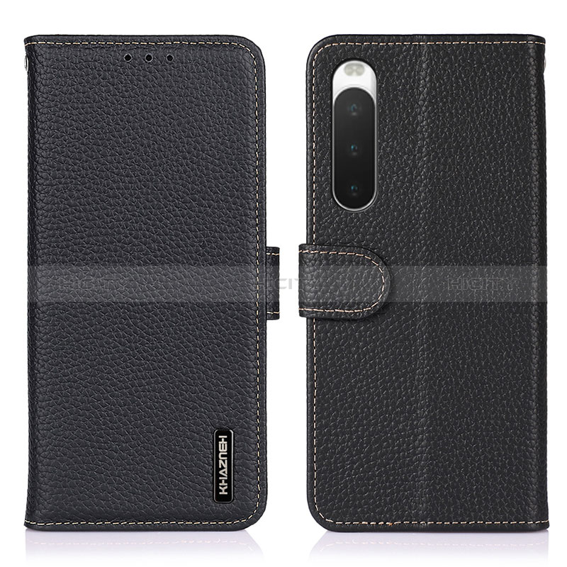 Funda de Cuero Cartera con Soporte Carcasa B01H para Sony Xperia 10 IV SOG07 Negro