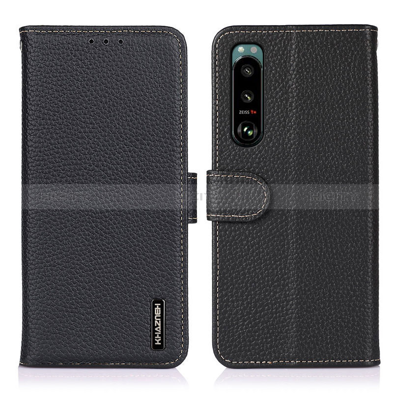 Funda de Cuero Cartera con Soporte Carcasa B01H para Sony Xperia 5 III Negro