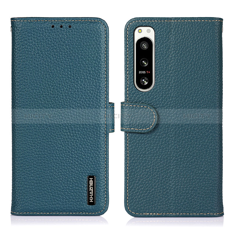 Funda de Cuero Cartera con Soporte Carcasa B01H para Sony Xperia 5 IV Verde