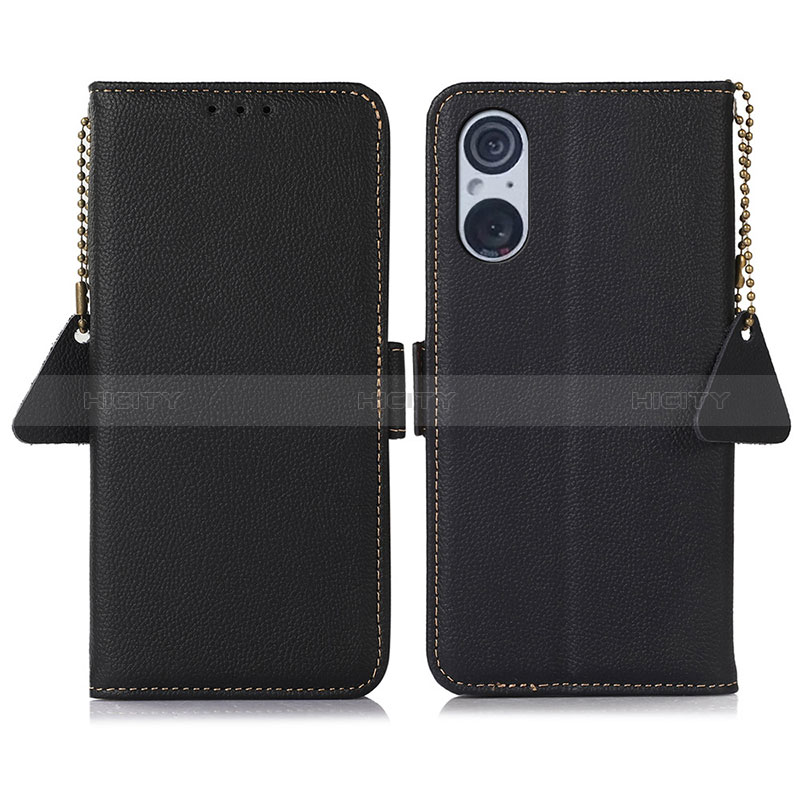 Funda de Cuero Cartera con Soporte Carcasa B01H para Sony Xperia 5 V Negro