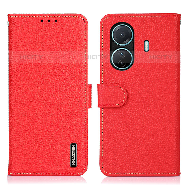 Funda de Cuero Cartera con Soporte Carcasa B01H para Vivo iQOO Z6 Pro 5G Rojo