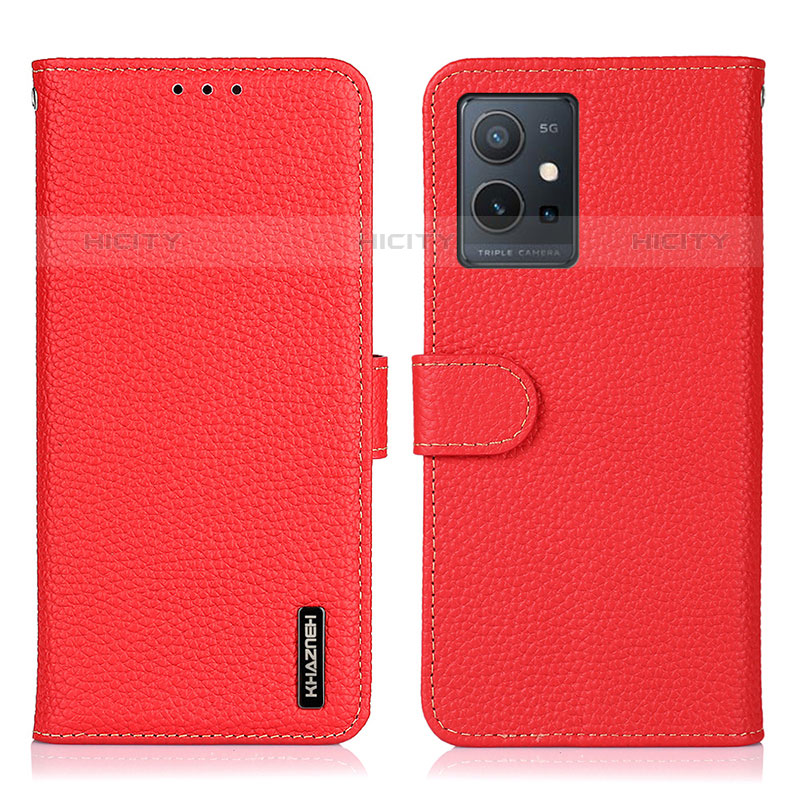 Funda de Cuero Cartera con Soporte Carcasa B01H para Vivo T1 5G India Rojo