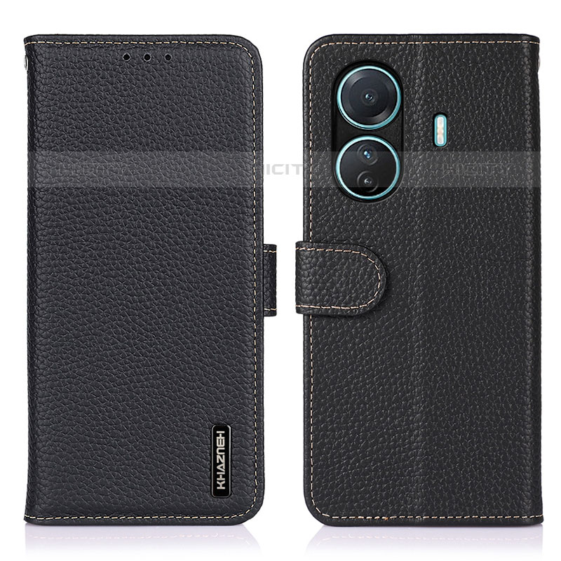 Funda de Cuero Cartera con Soporte Carcasa B01H para Vivo T1 Pro 5G Negro