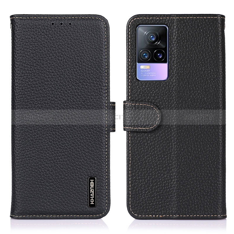 Funda de Cuero Cartera con Soporte Carcasa B01H para Vivo V21e 4G Negro