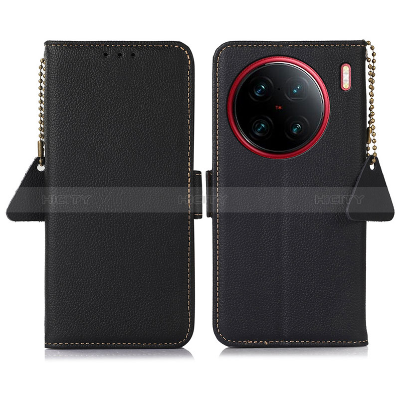 Funda de Cuero Cartera con Soporte Carcasa B01H para Vivo X90 Pro 5G Negro