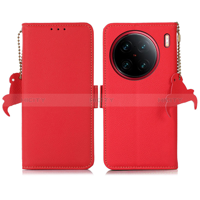 Funda de Cuero Cartera con Soporte Carcasa B01H para Vivo X90 Pro 5G Rojo