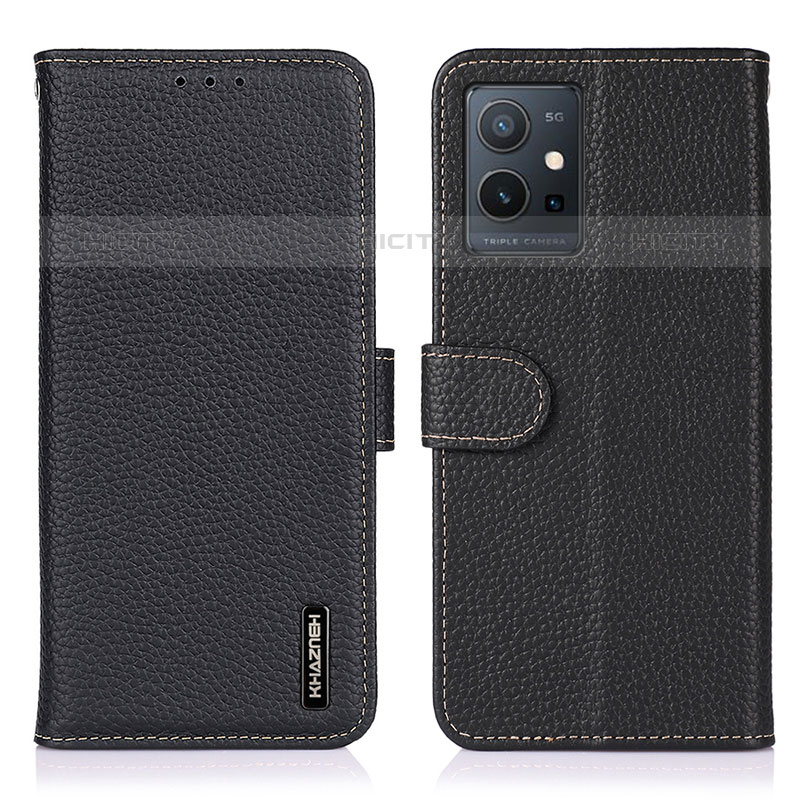 Funda de Cuero Cartera con Soporte Carcasa B01H para Vivo Y55 5G Negro