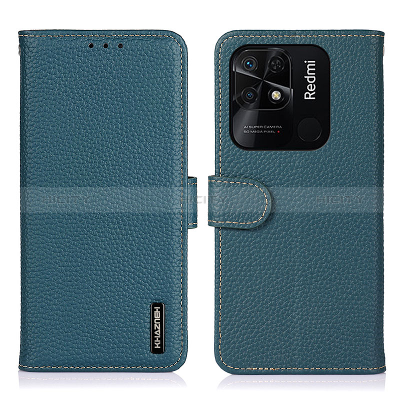 Funda de Cuero Cartera con Soporte Carcasa B01H para Xiaomi Redmi 10 Power Verde