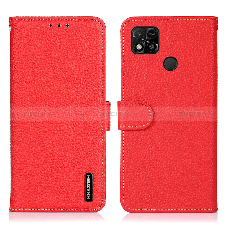 Funda de Cuero Cartera con Soporte Carcasa B01H para Xiaomi Redmi 9C Rojo