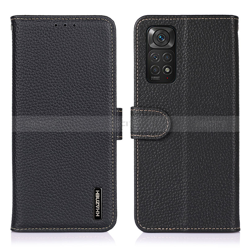 Funda de Cuero Cartera con Soporte Carcasa B01H para Xiaomi Redmi Note 11 4G (2022) Negro