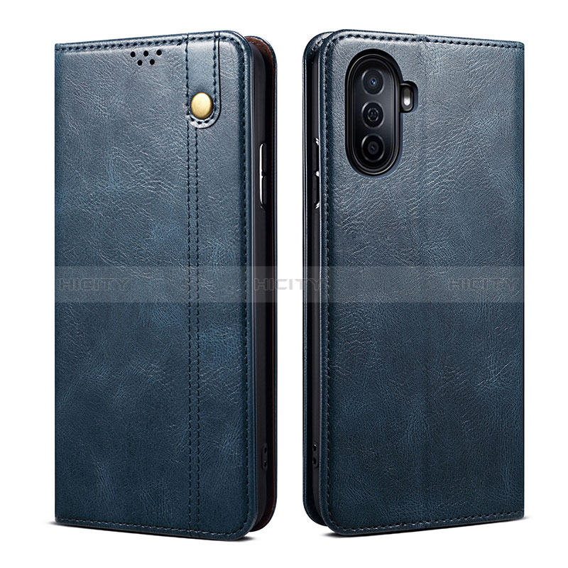 Funda de Cuero Cartera con Soporte Carcasa B01S para Huawei Nova Y70 Azul