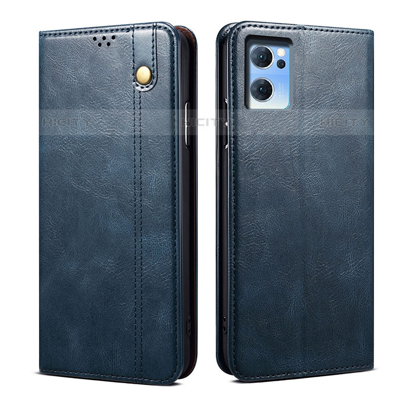 Funda de Cuero Cartera con Soporte Carcasa B01S para Oppo Reno7 5G Azul