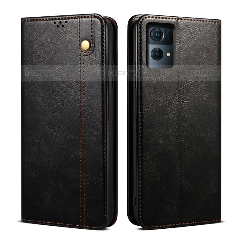 Funda de Cuero Cartera con Soporte Carcasa B01S para Oppo Reno7 Pro 5G Negro