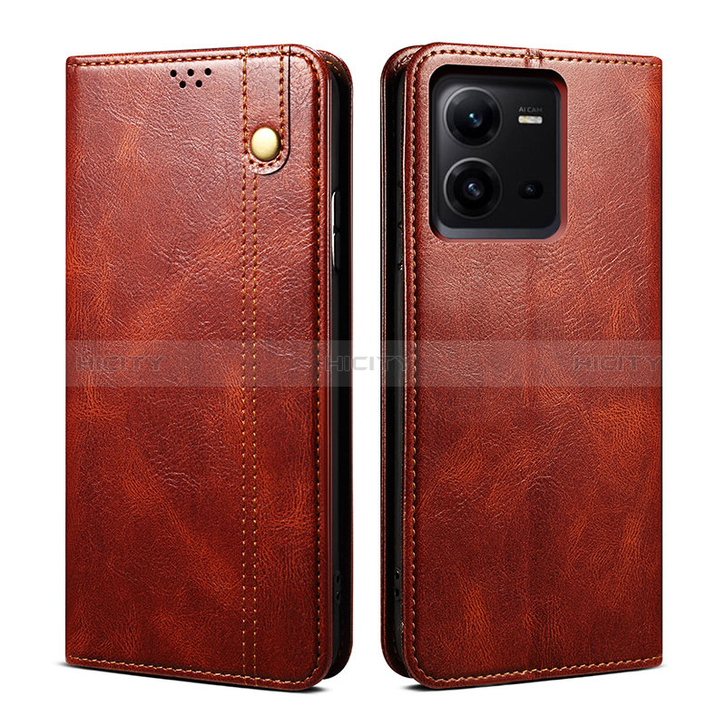 Funda de Cuero Cartera con Soporte Carcasa B01S para Vivo V25 5G Marron