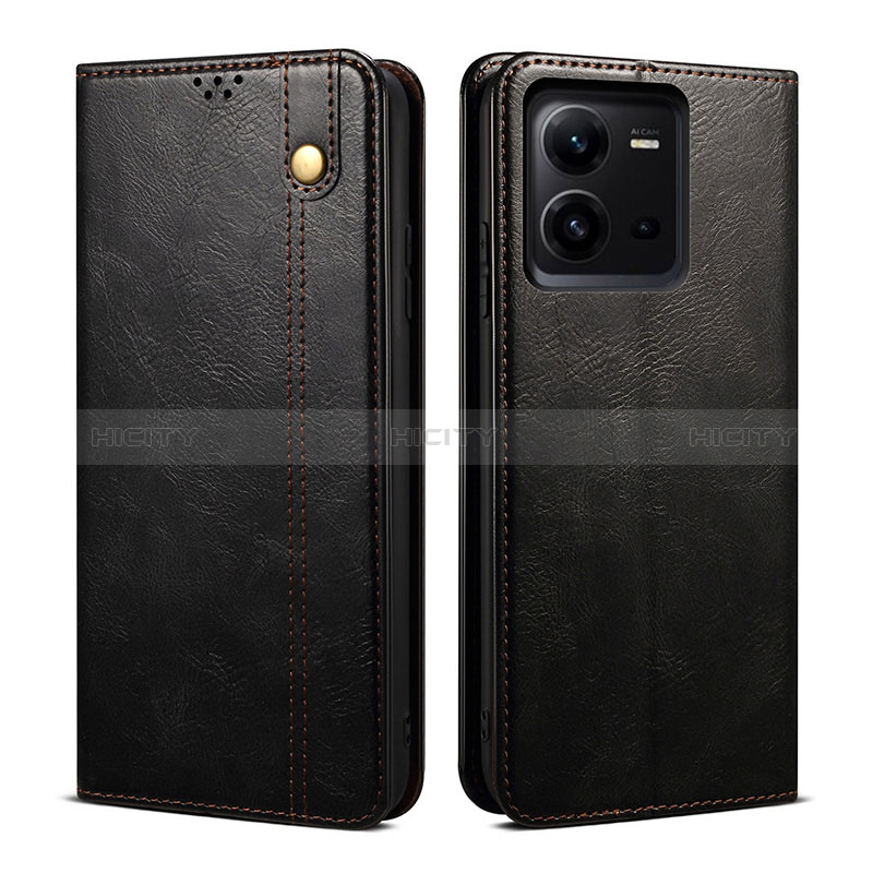 Funda de Cuero Cartera con Soporte Carcasa B01S para Vivo V25e Negro