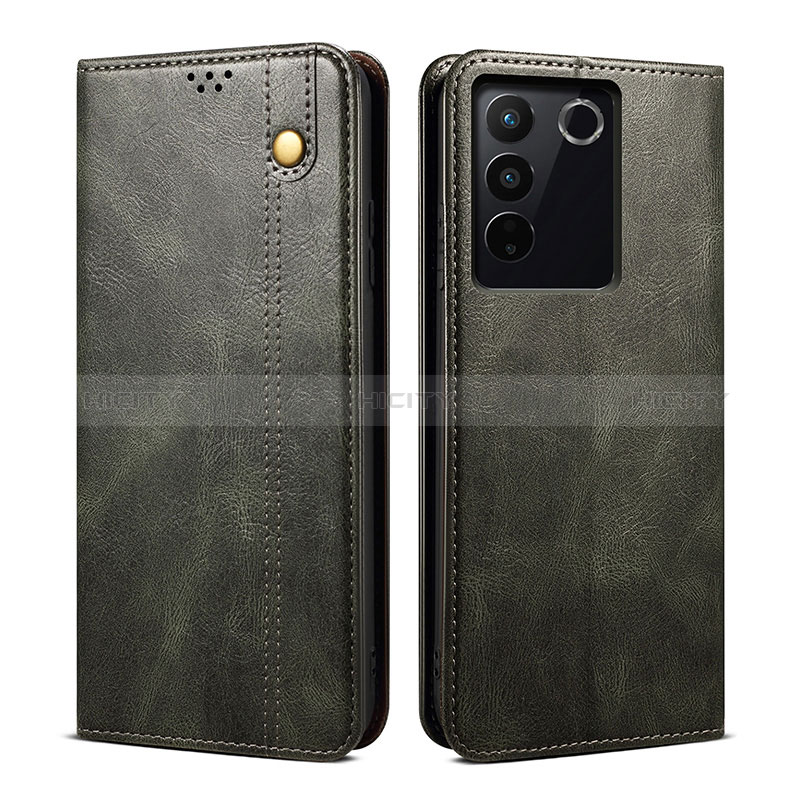 Funda de Cuero Cartera con Soporte Carcasa B01S para Vivo V27 Pro 5G Verde