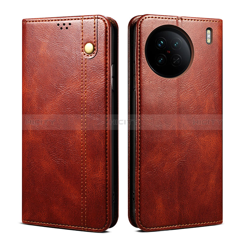 Funda de Cuero Cartera con Soporte Carcasa B01S para Vivo X90 Pro 5G Marron