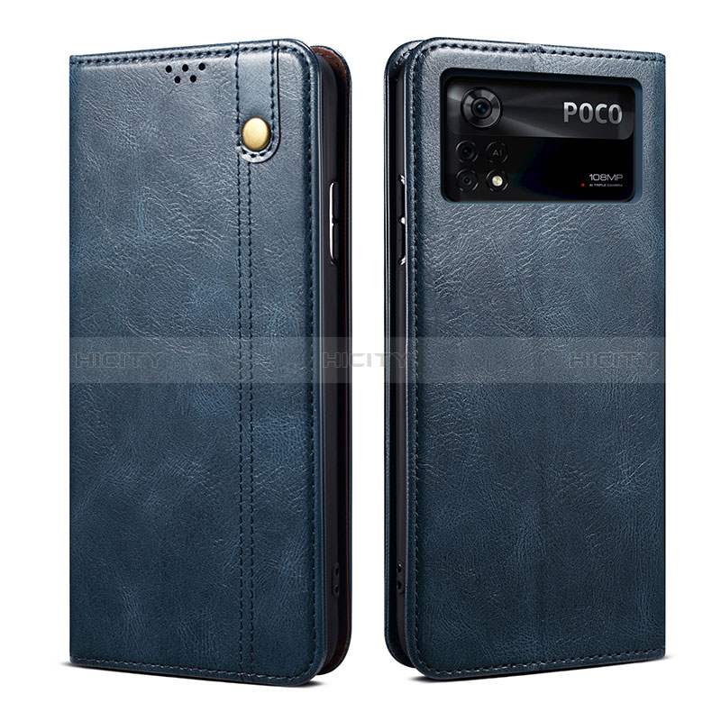 Funda de Cuero Cartera con Soporte Carcasa B01S para Xiaomi Poco X4 Pro 5G Azul