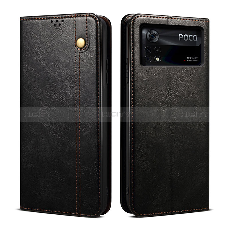 Funda de Cuero Cartera con Soporte Carcasa B01S para Xiaomi Poco X4 Pro 5G Negro