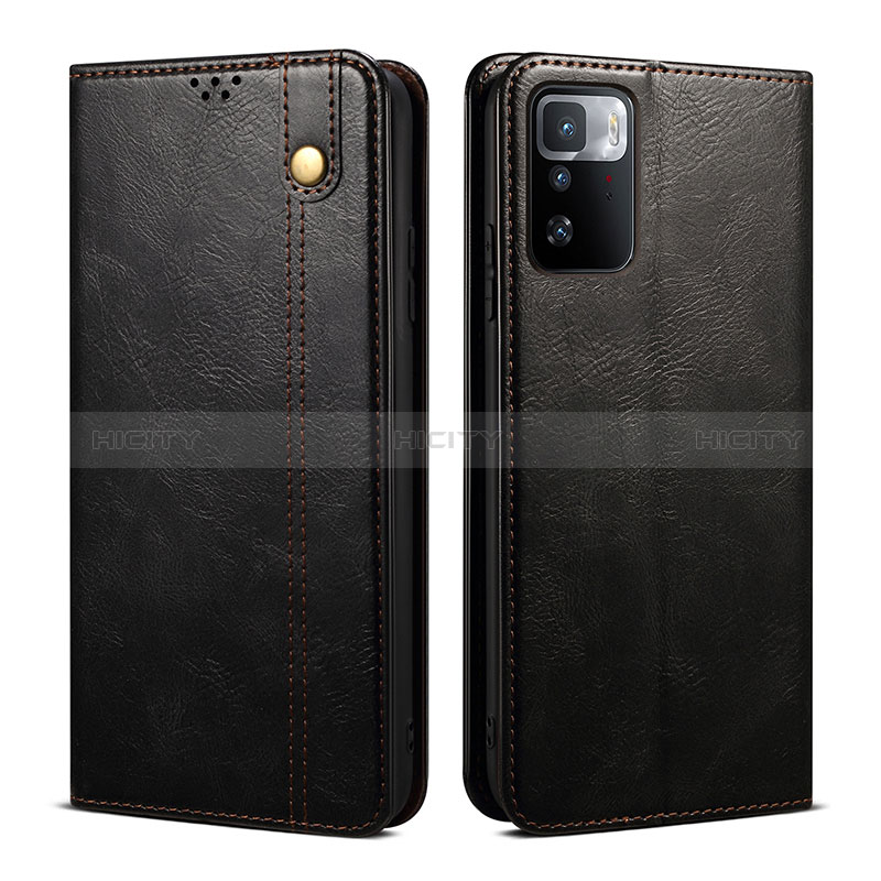 Funda de Cuero Cartera con Soporte Carcasa B01S para Xiaomi Redmi Note 10 Pro 5G Negro