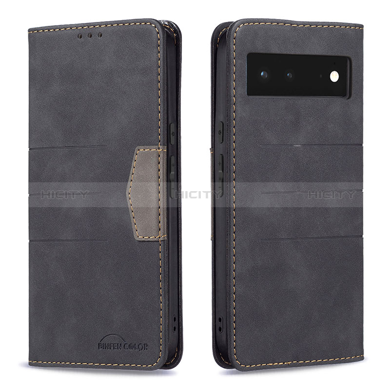 Funda de Cuero Cartera con Soporte Carcasa B02F para Google Pixel 6 5G Negro