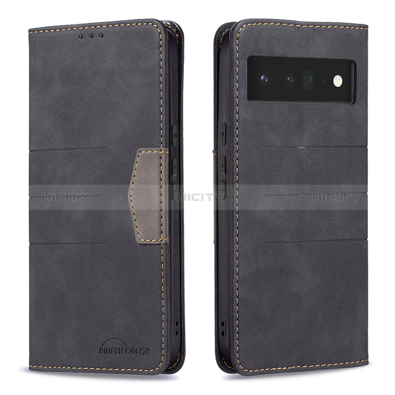 Funda de Cuero Cartera con Soporte Carcasa B02F para Google Pixel 6 Pro 5G Negro