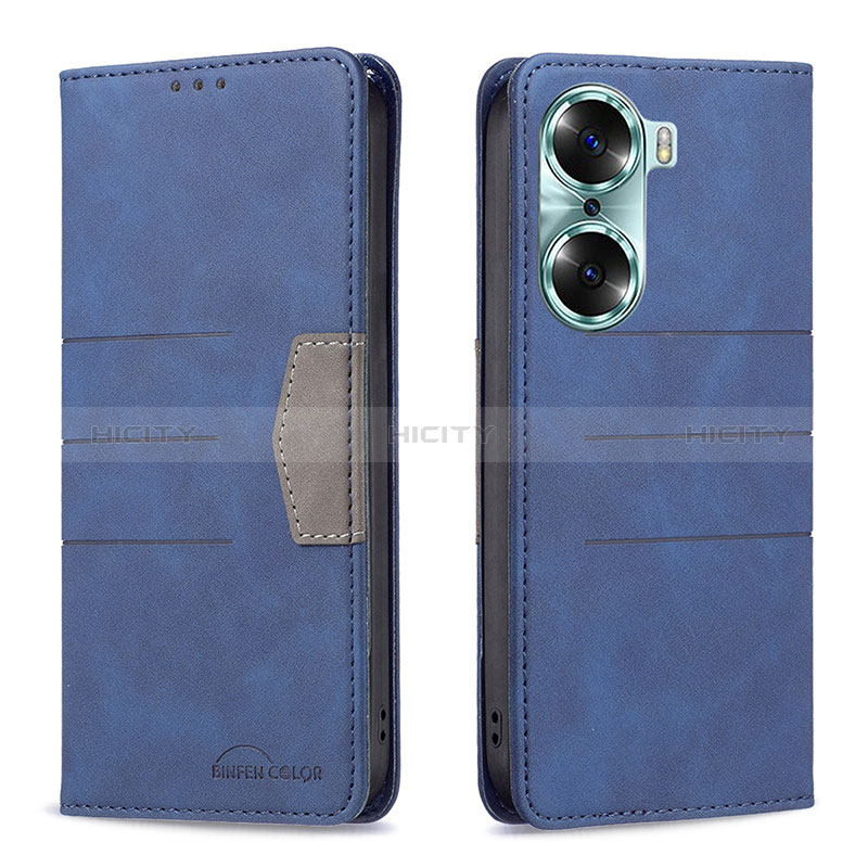 Funda de Cuero Cartera con Soporte Carcasa B02F para Huawei Honor 60 Pro 5G Azul