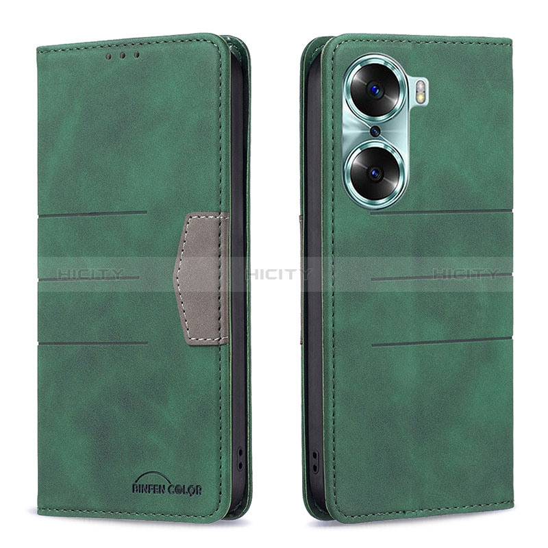 Funda de Cuero Cartera con Soporte Carcasa B02F para Huawei Honor 60 Pro 5G Verde