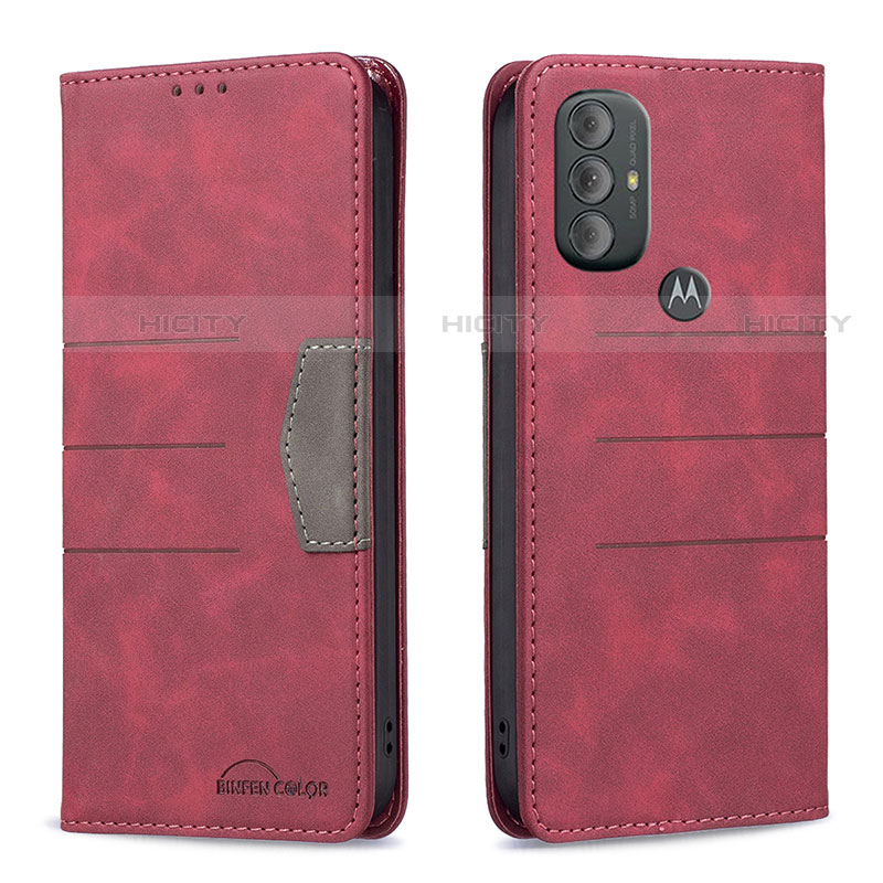 Funda de Cuero Cartera con Soporte Carcasa B02F para Motorola Moto G Power (2022) Rojo