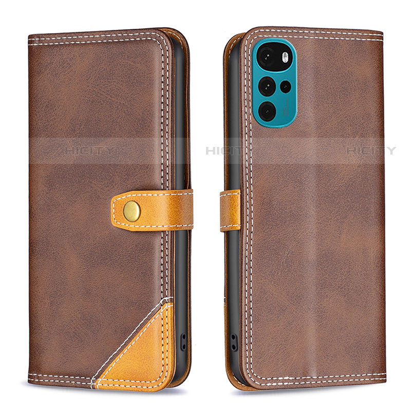 Funda de Cuero Cartera con Soporte Carcasa B02F para Motorola Moto G22 Marron