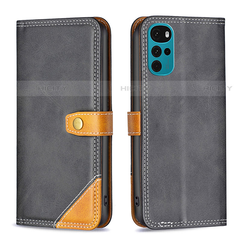 Funda de Cuero Cartera con Soporte Carcasa B02F para Motorola Moto G22 Negro