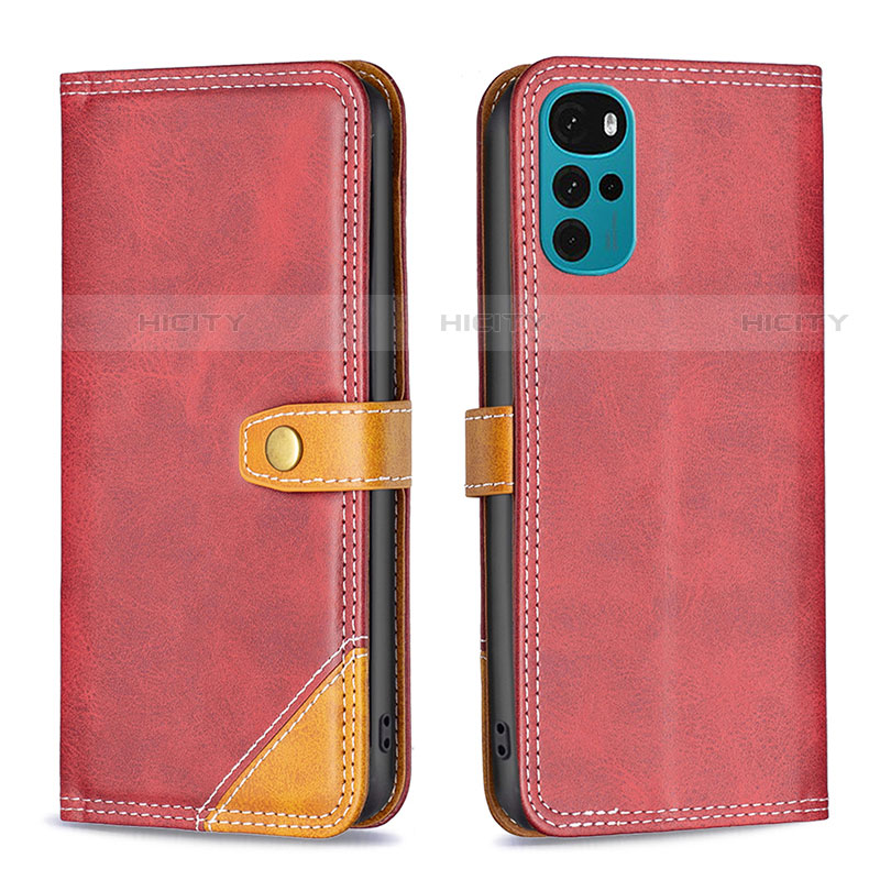 Funda de Cuero Cartera con Soporte Carcasa B02F para Motorola Moto G22 Rojo