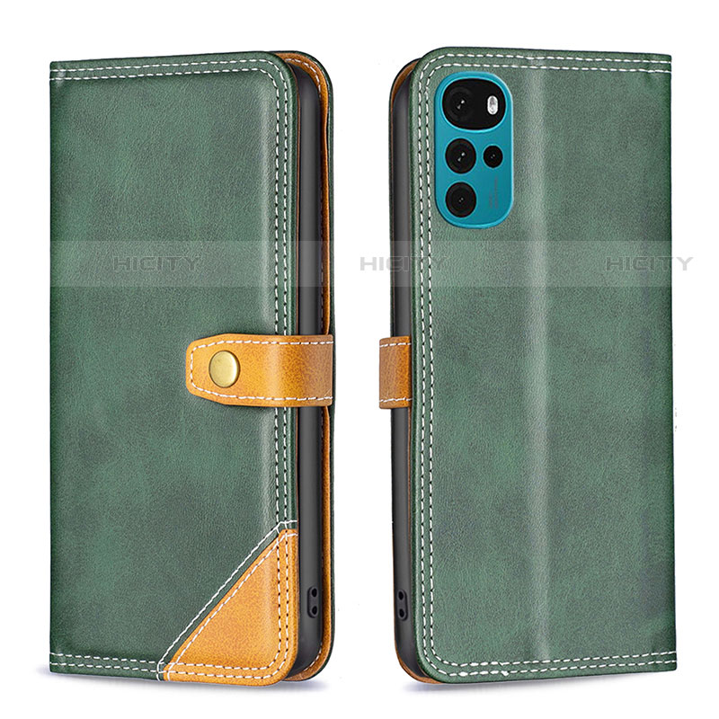 Funda de Cuero Cartera con Soporte Carcasa B02F para Motorola Moto G22 Verde