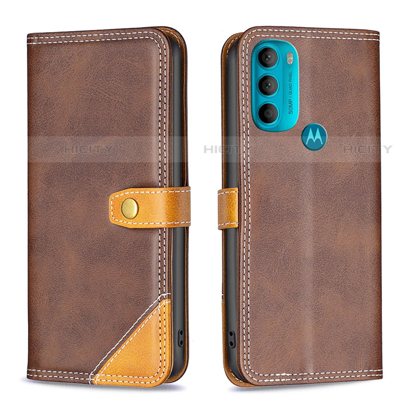 Funda de Cuero Cartera con Soporte Carcasa B02F para Motorola Moto G71 5G Marron