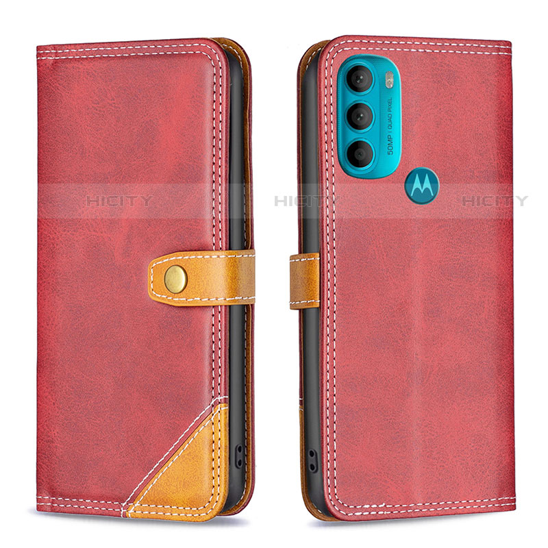 Funda de Cuero Cartera con Soporte Carcasa B02F para Motorola Moto G71 5G Rojo