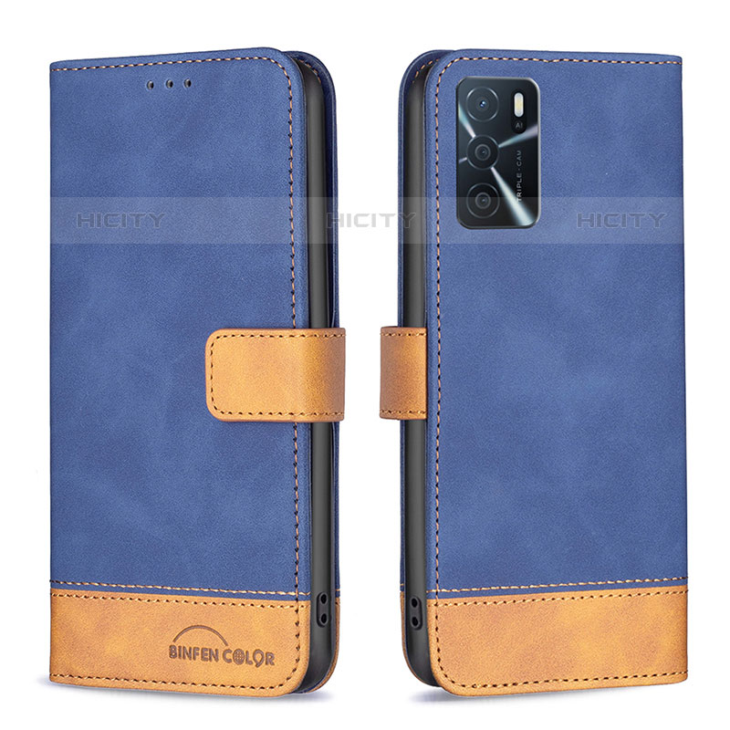 Funda de Cuero Cartera con Soporte Carcasa B02F para Oppo A54s Azul