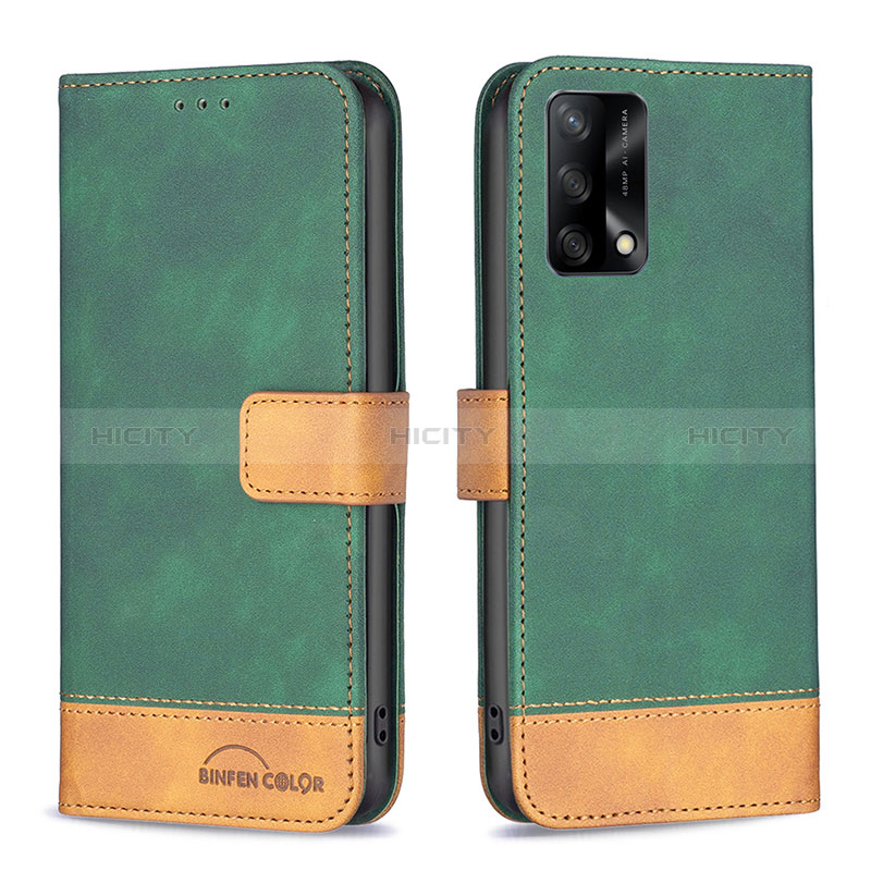 Funda de Cuero Cartera con Soporte Carcasa B02F para Oppo F19s Verde