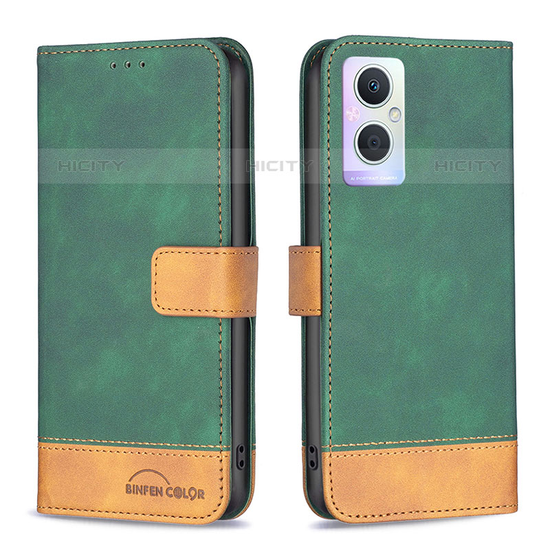 Funda de Cuero Cartera con Soporte Carcasa B02F para Oppo F21s Pro 5G Verde