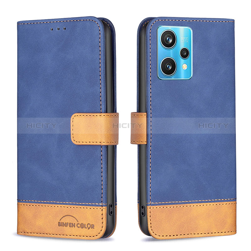 Funda de Cuero Cartera con Soporte Carcasa B02F para Realme 9 4G Azul