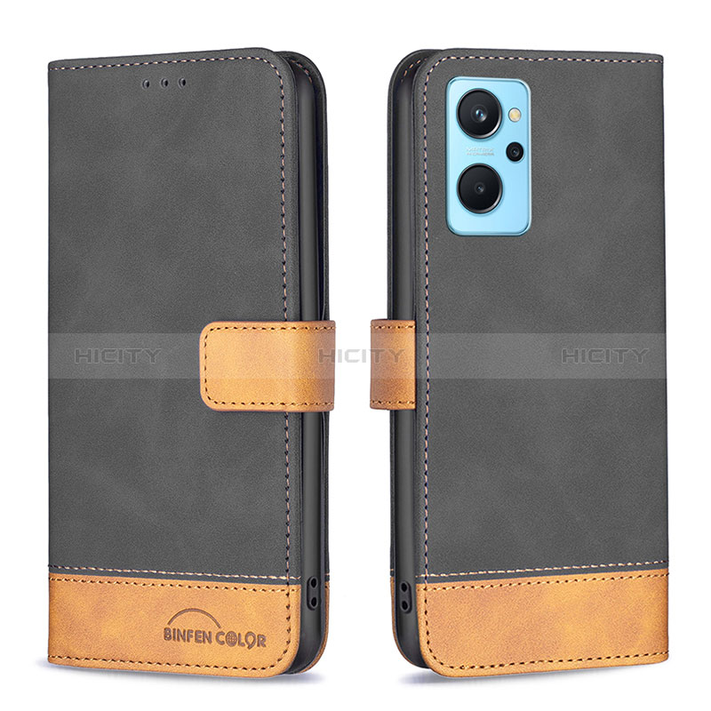 Funda de Cuero Cartera con Soporte Carcasa B02F para Realme 9i 4G Negro