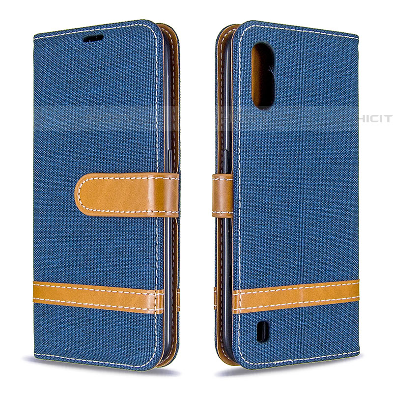 Funda de Cuero Cartera con Soporte Carcasa B02F para Samsung Galaxy A01 SM-A015 Azul Real