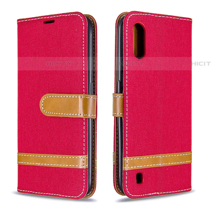 Funda de Cuero Cartera con Soporte Carcasa B02F para Samsung Galaxy A01 SM-A015 Rojo