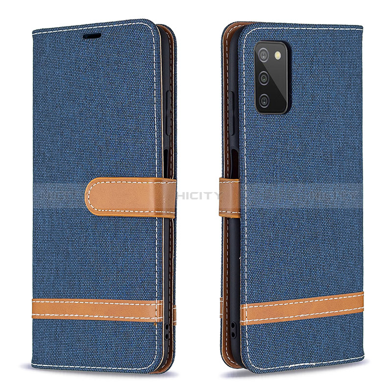 Funda de Cuero Cartera con Soporte Carcasa B02F para Samsung Galaxy A02s Azul Real