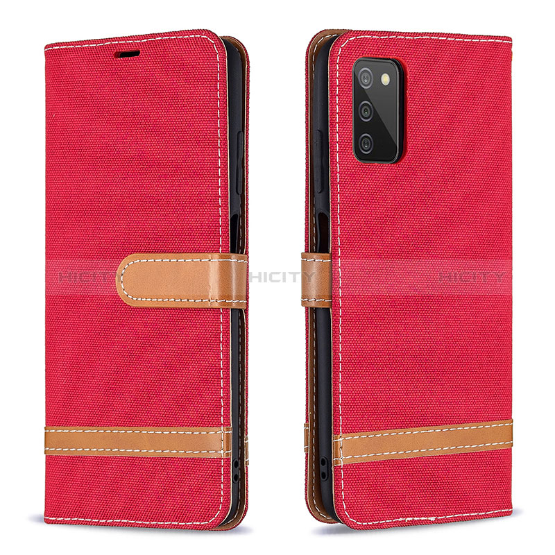 Funda de Cuero Cartera con Soporte Carcasa B02F para Samsung Galaxy A02s Rojo