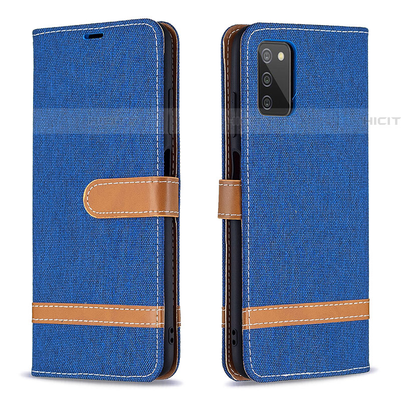 Funda de Cuero Cartera con Soporte Carcasa B02F para Samsung Galaxy A03s Azul