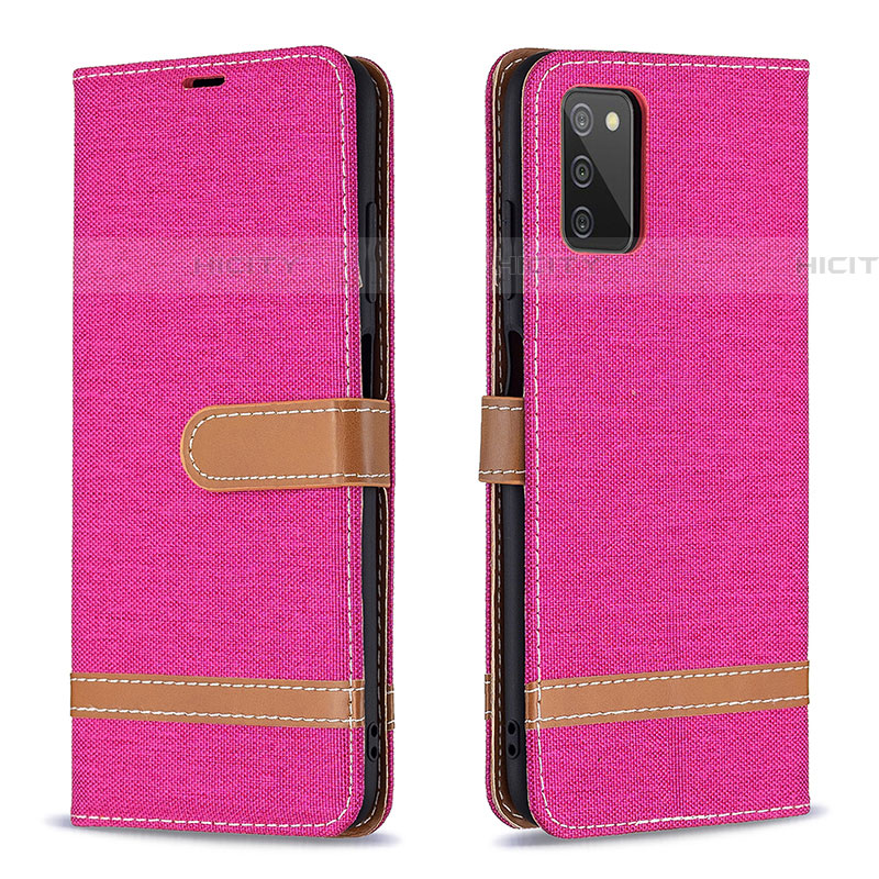 Funda de Cuero Cartera con Soporte Carcasa B02F para Samsung Galaxy A03s Rosa Roja