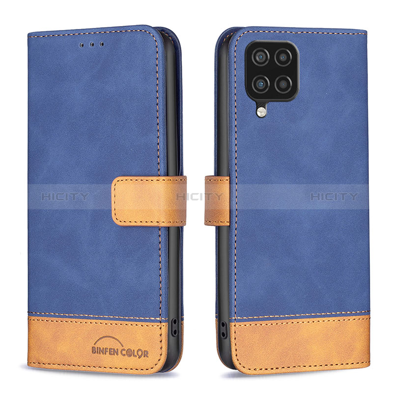 Funda de Cuero Cartera con Soporte Carcasa B02F para Samsung Galaxy A12 Nacho Azul