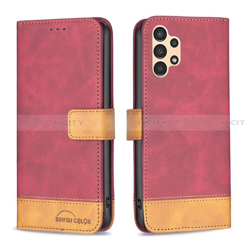 Funda de Cuero Cartera con Soporte Carcasa B02F para Samsung Galaxy A13 4G Rojo