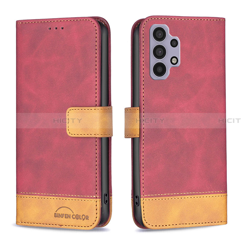 Funda de Cuero Cartera con Soporte Carcasa B02F para Samsung Galaxy A32 4G Rojo